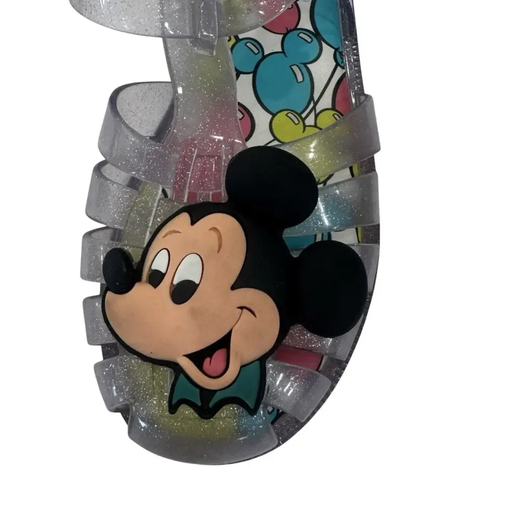 Mini Melissa Disney 100 Clear Glitter Jelly Shoes girls size 3 sandals